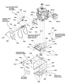 Engine And Frame Group Diagram and Parts List for 1696228-00-CM691150E  Briggs and Stratton Snow Blower